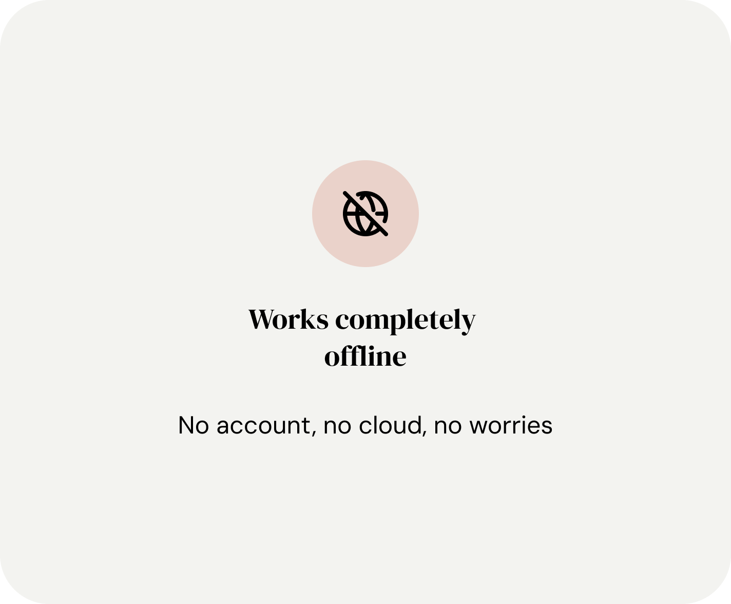 QIK offline mode illustration - works completely offline with no internet required, private QR scanning