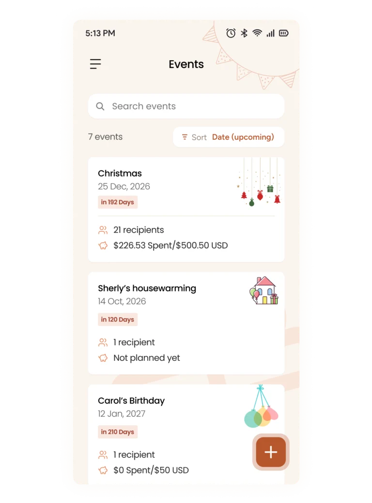 Event page dashboard